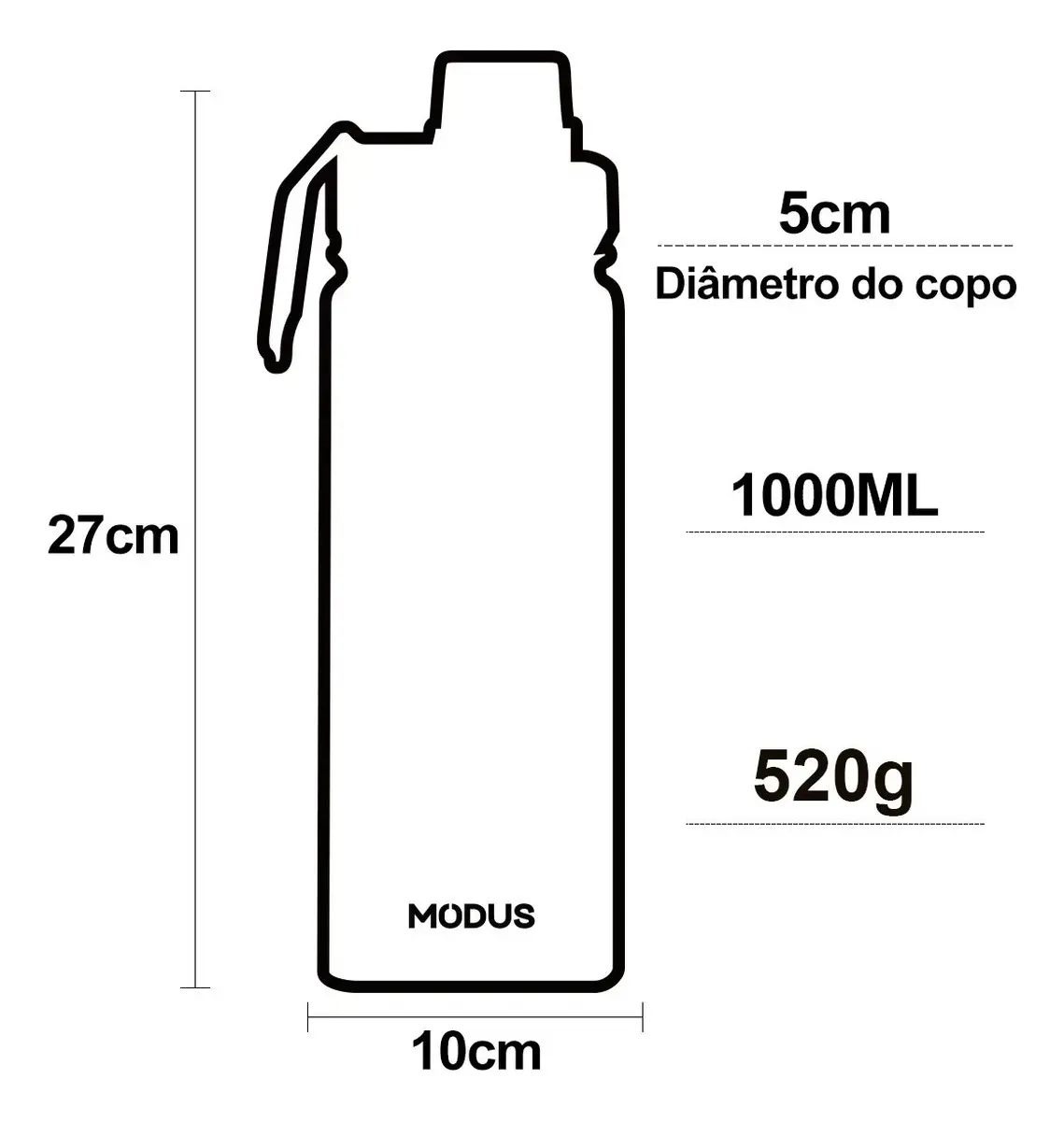 Modus Garrafa Térmica Inox 950ml Água Quente e Fria Preta - Imagem 2